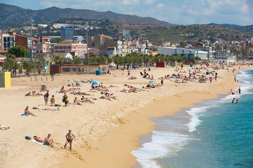 Sand beach in Badalona, Spain