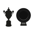 Black cup and dish isolated on white background. Flat vector design elements. Wimbledon man cup and woman Rosewater Dish vector silhouette isolated on white. Tennis symbol icon. Grand Slam Tournament