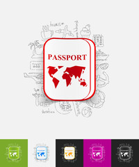 Canvas Print - passport paper sticker with hand drawn elements