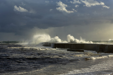 Wall Mural - Beautiful light before rain at sea