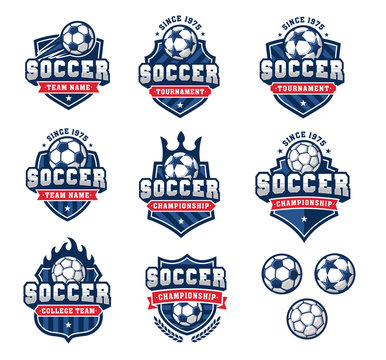 Wall Mural - Vector football or soccer logos set 2
