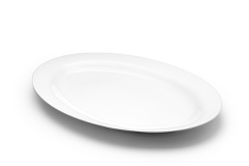 Poster - Oval empty plate isolated on white background