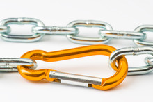 Steel Chain And Clamp Gold Metallic Security