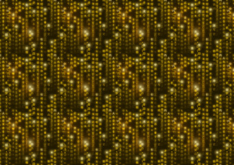 Golden matrix symbols, digital binary code on black background a4 size