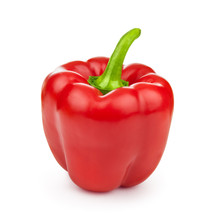 A Red Bell Pepper Isolated On White Background