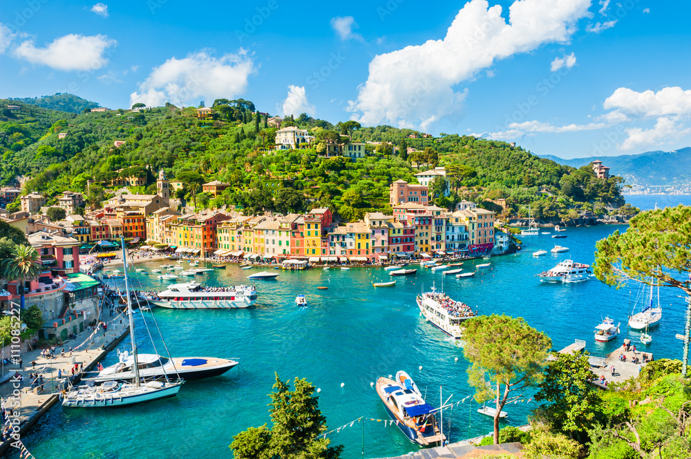 Beautiful view of Portofino, Liguria, Italy - obrazy, fototapety, plakaty 