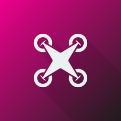 Wall Mural - white drone quadcopter icon on pink background
