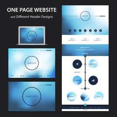 Wall Mural - one page website design template for your business with different blurred headers