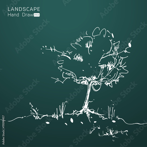 Natural landscape in Hand drawn style