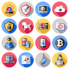 Wall Mural - Internet Security Flat Icons Set