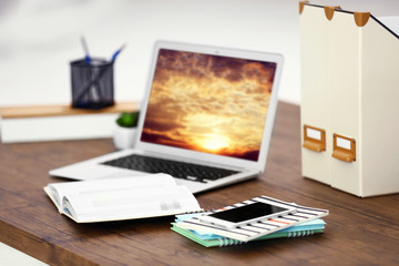 Canvas Print - Workplace with laptop on the table