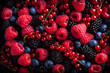 Berries assorted mix in studio dark background