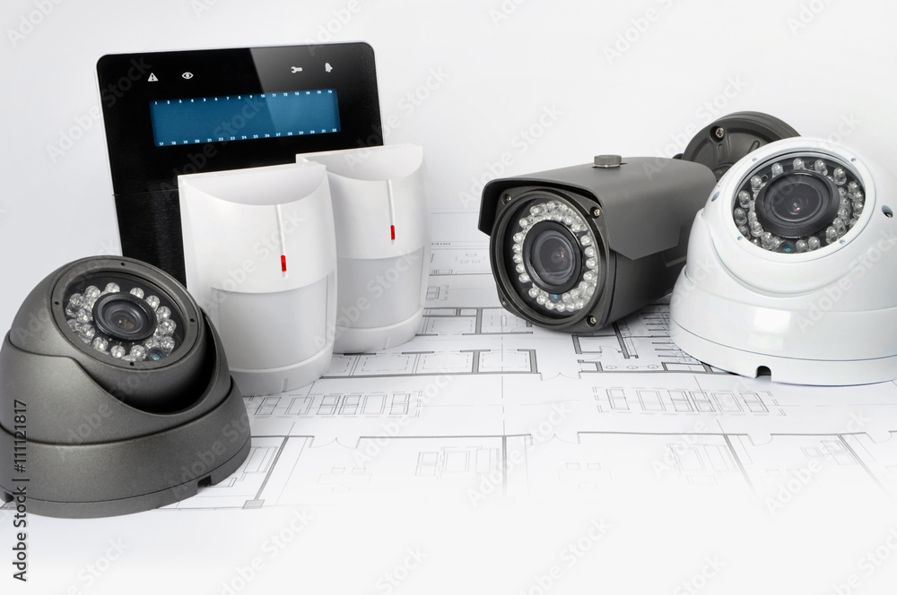 Alarm system - kamery - manipulator - obrazy, fototapety, plakaty 