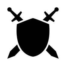Swords / Blades Crossed Sheath In Shield Flat Icon For Games And Websites