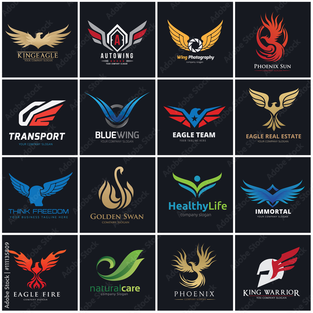 Animal Logo Collection Eagle Logo Set Bird Logo Phoenix Logo Vector Logo Template Stock Gamesageddon