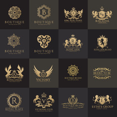 Wall Mural - Luxury royal crest logo collection design for hotel and fashion brand identity