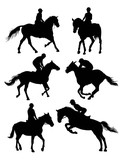 Fototapeta Konie - Equestrian Sports Silhouettes, art vector design