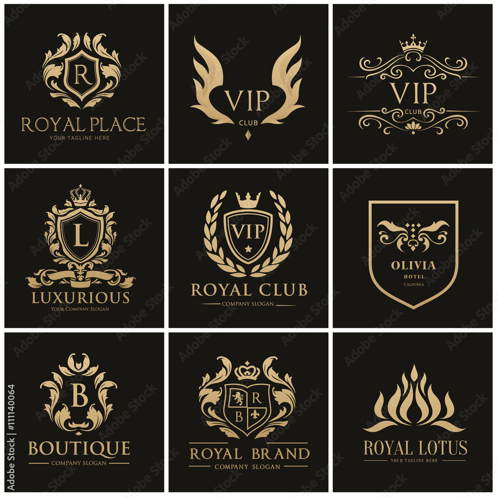 Luxury logo set,Best selected collection,Hotel logo,crest logo set,boutique  logo,fashion logo, premium logo design.Vector logo Template Stock Vector |  Adobe Stock, image size:1000x1000