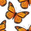 Seamless pattern with monarch butterflies