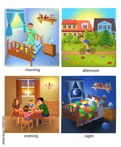 The Four Times Of The Day Morning Afternoon Evening And Night Stock Vector Adobe Stock The Four Times Of The Day Morning Afternoon Evening And Night Stock Vector Adobe Stock