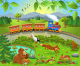 Train passing by wild animals