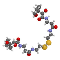 Sticker - Pantethine (dimeric vitamin B5) molecule. 3D rendering.  