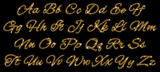 Poster - Gold glittering alphabet of stars dust trail