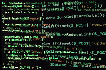 Wall Mural - php code on black screen, green text