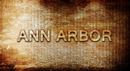 ann arbor, 3D rendering, text on a metal background