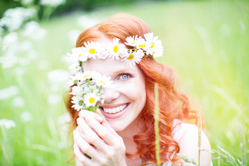 Wall Mural - beauty with flower hair