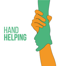 Helping Hands, Colorful Vector On White Backdrop