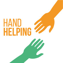 Helping Hands, Colorful Vector On White Backdrop