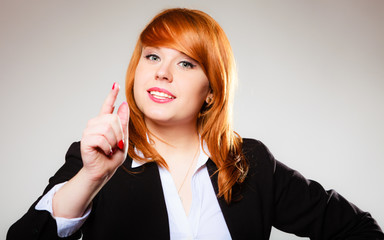 Business woman shaking wagging her finger