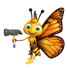 Poster -  Butterfly cartoon character with hammer