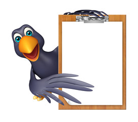 Sticker - fun Crow cartoon character  with exam pad