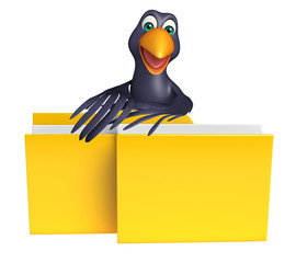 Sticker - fun Crow cartoon character with folder