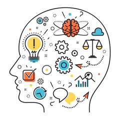 Wall Mural - flat line illustration of born business project startup thought