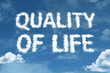 Quality of Life cloud word with a blue sky
