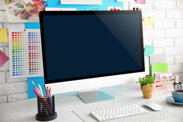 Canvas Print - Stylish bright workplace of vivid person