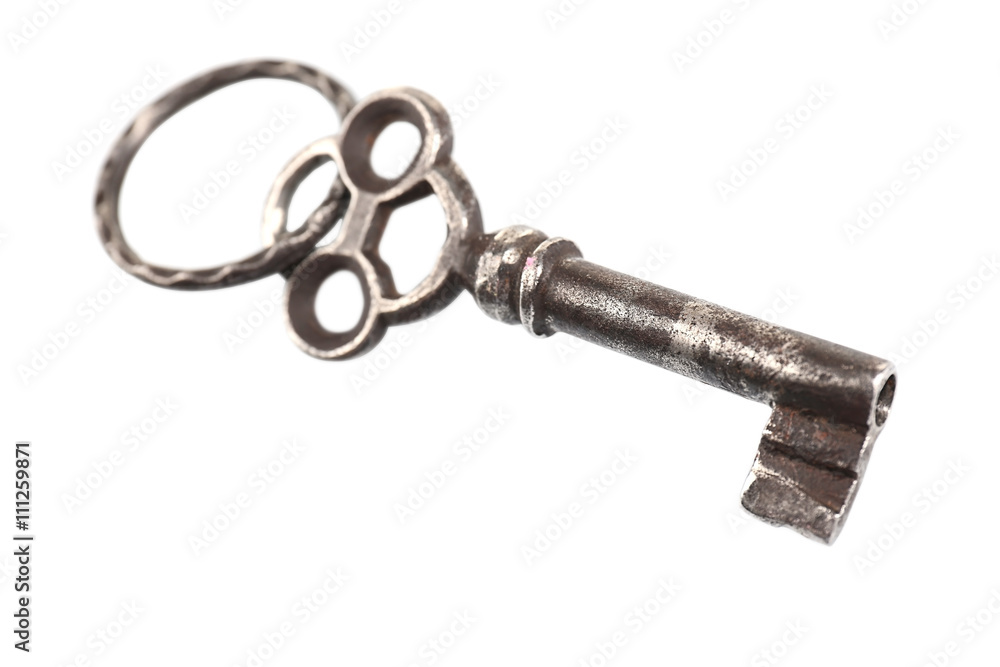 Vintage key isolated on white