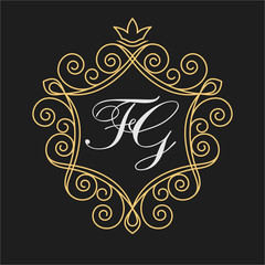 Vintage vector monogram. Elegant emblem logo for restaurants, hotels, bars and boutiques. It can be used to design business cards, invitations, booklets and brochures