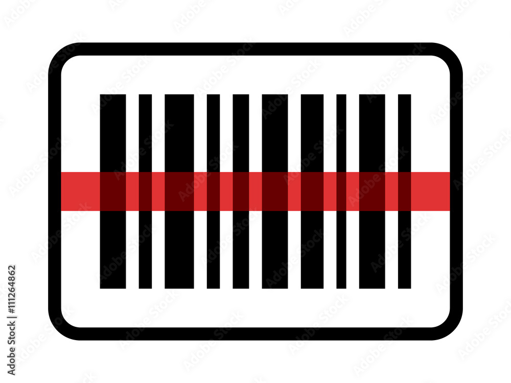 Red laser scanning inventory barcode / bar code line art icon for apps ...