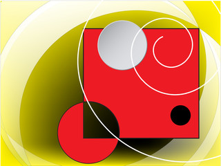 Abstract background with red squares and circles