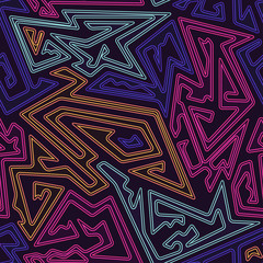 Wall Mural - Neon geometric seamless pattern