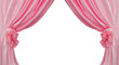 Pink curtain collected in folds ribbon isolated on a white background