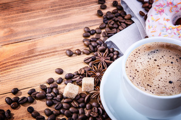 Wall Mural - coffee  beans donut