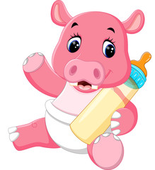 Sticker - illustration of Cute hippo cartoon