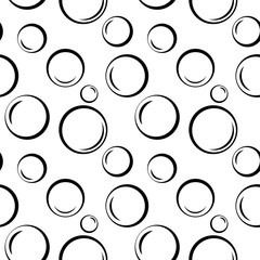 Wall Mural - Bubbles geometric seamless pattern. Black circles on white background. Fashion graphic design. Modern stylish abstract texture. Template for prints, textiles, wrapping, wallpaper. VECTOR illustration.