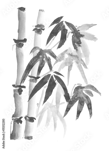 namalowane-na-szaro-bambusowe-drzewa-na-jasnym-tle