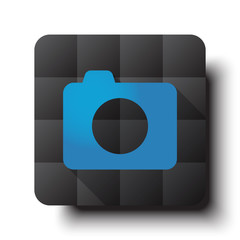 Wall Mural - flat camera icon on black app button with drop shadow